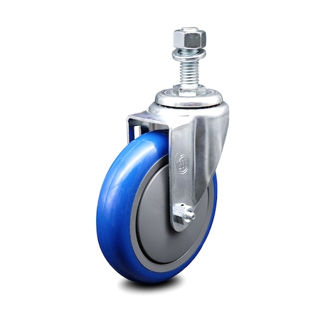 Service Caster 5 Inch Blue Polyurethane Wheel Swivel 12mm Threaded Stem Caster SCC SCC-TS20S514-PPUB-BLUE-M1215